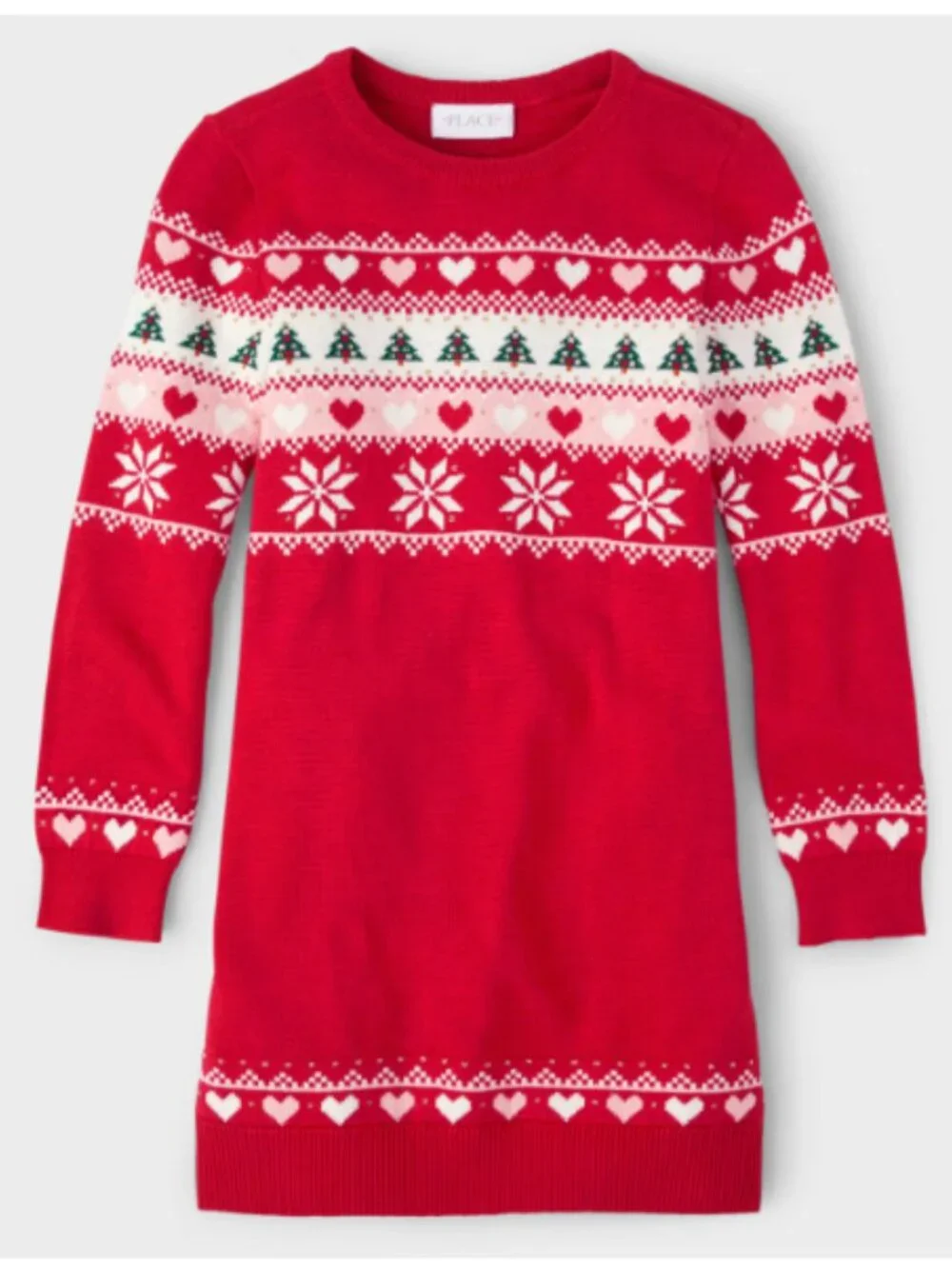 Children's Place Fairisle Holiday Christmas Sweater Dress